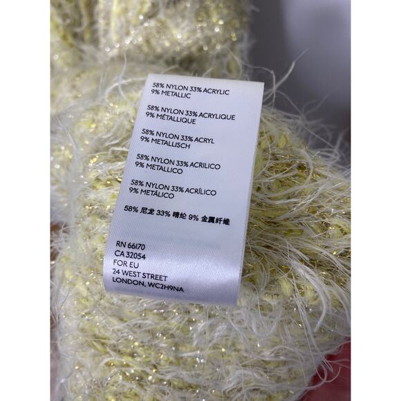 Anthropologie Yellow metallic, fuzzy, belted cardigan sweater small - Picture 8 of 8